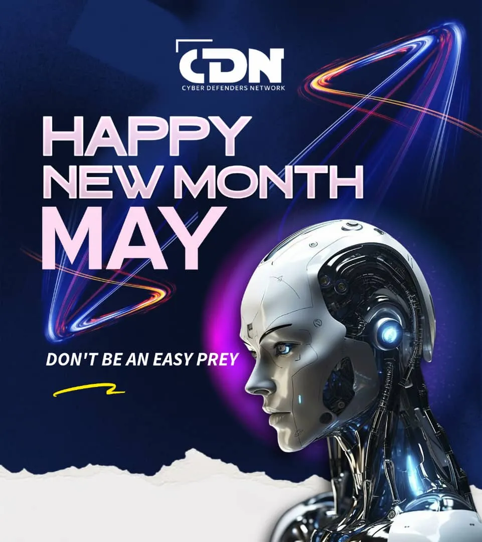Awareness graphic with a humanoid robot face