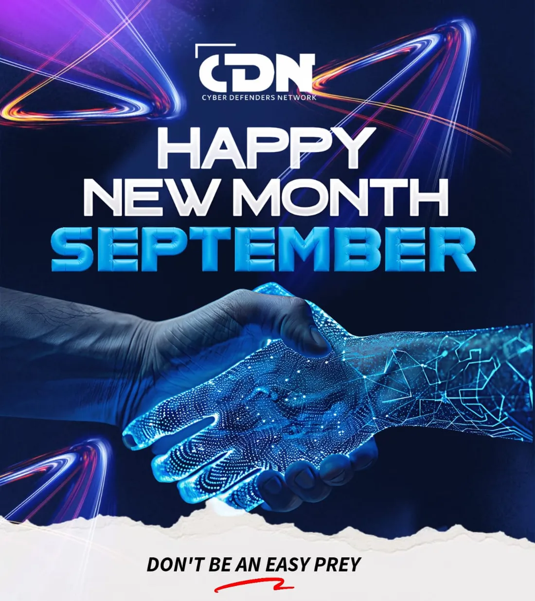 Awareness graphic of a human and digital hand shaking