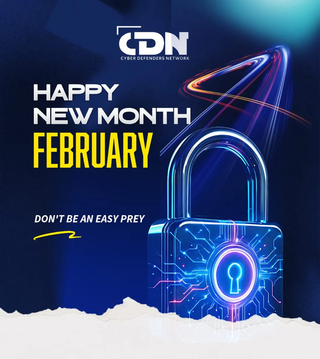 Awareness graphic with a glowing digital padlock