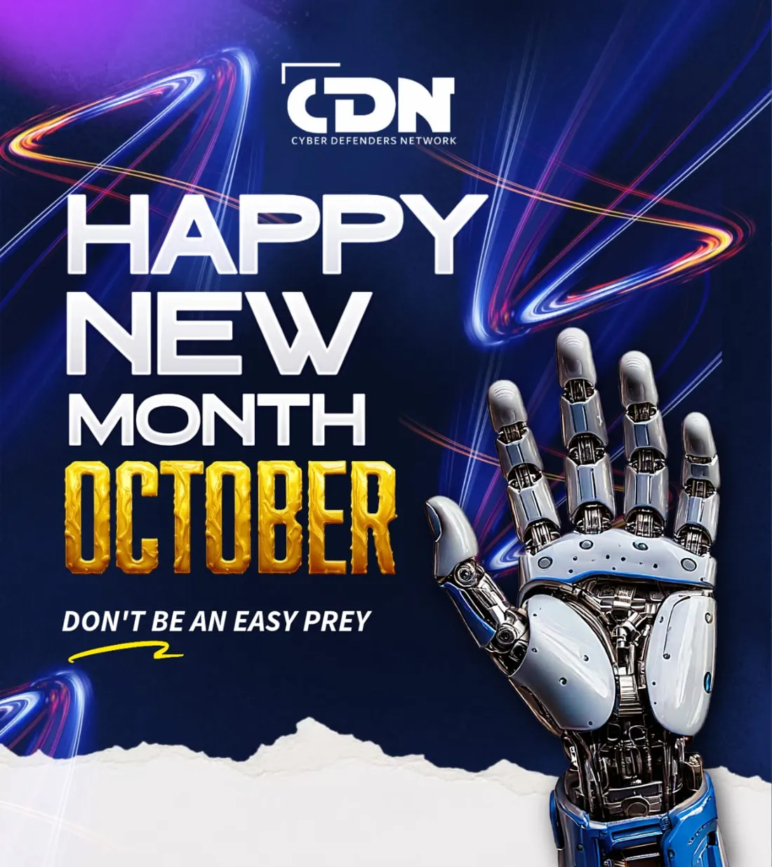 Awareness graphic with an open robotic hand